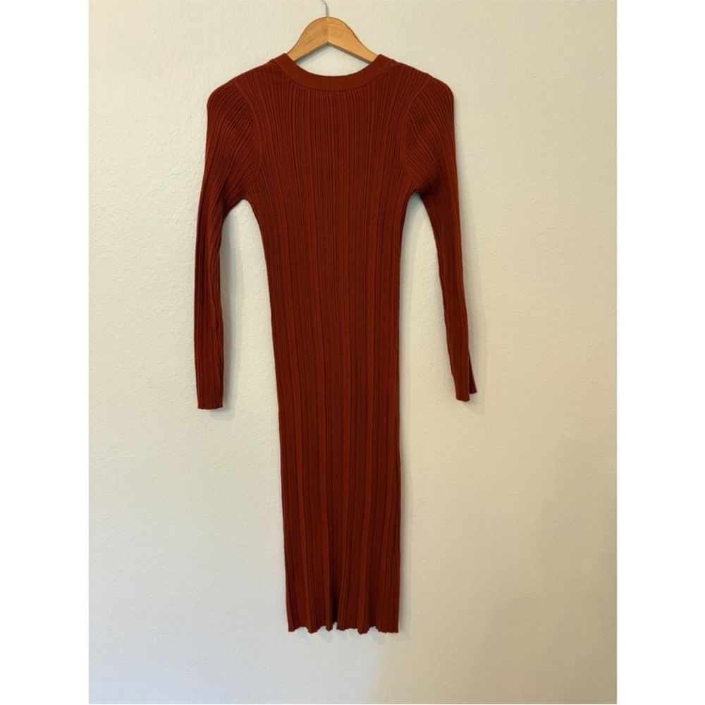 🧡🍂Jessica Simpson Rust Ribbed Midi Button Down Dress🍂🧡 Size Medium - Picture 3 of 10